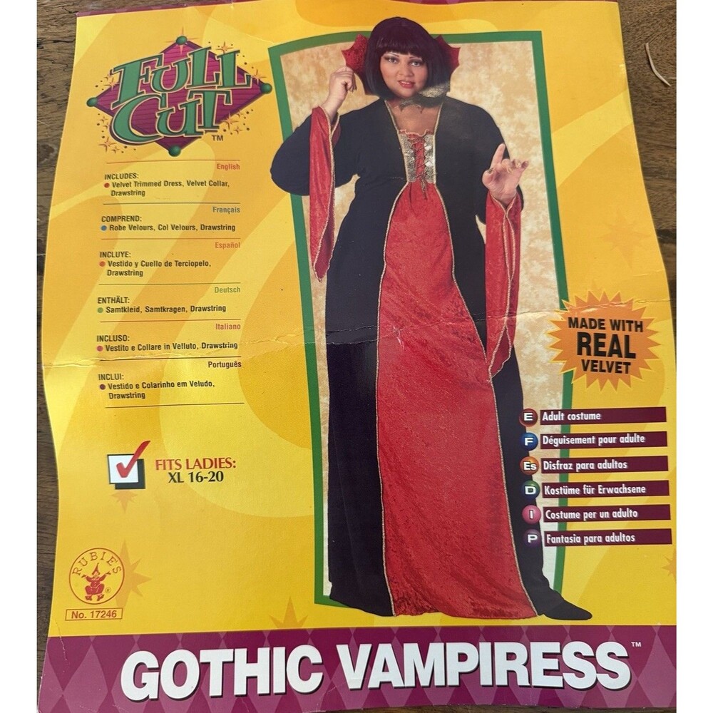 Gothic Vampiress Women Costume Plus Size Fits Dress Size 16-20) 17246 Halloween